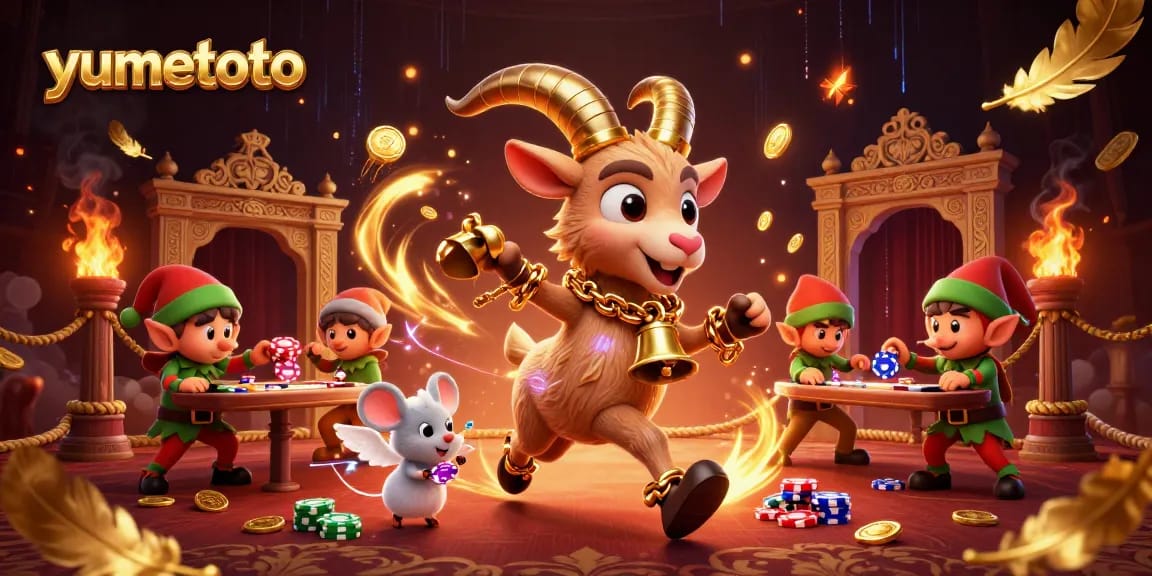 Experience thrilling gameplay at yumetoto with a festive casino scene featuring unique characters and exciting details.