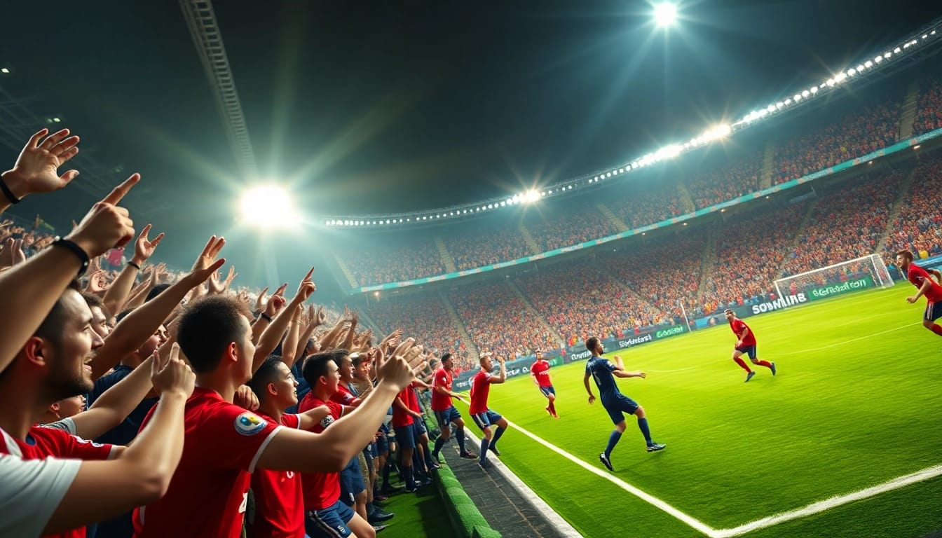 Socolive Soccer Streaming: Exciting live match scene with cheering fans.