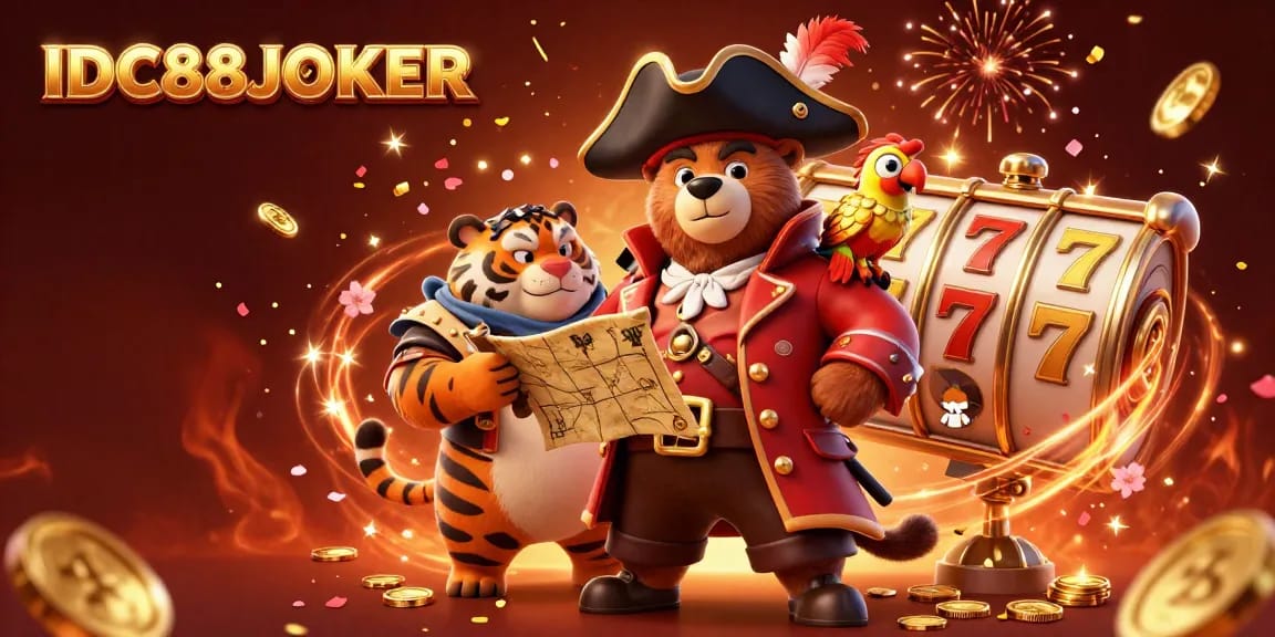 Experience thrilling gameplay and jackpot excitement with IDC88JOKER's colorful slot reels and dynamic characters.