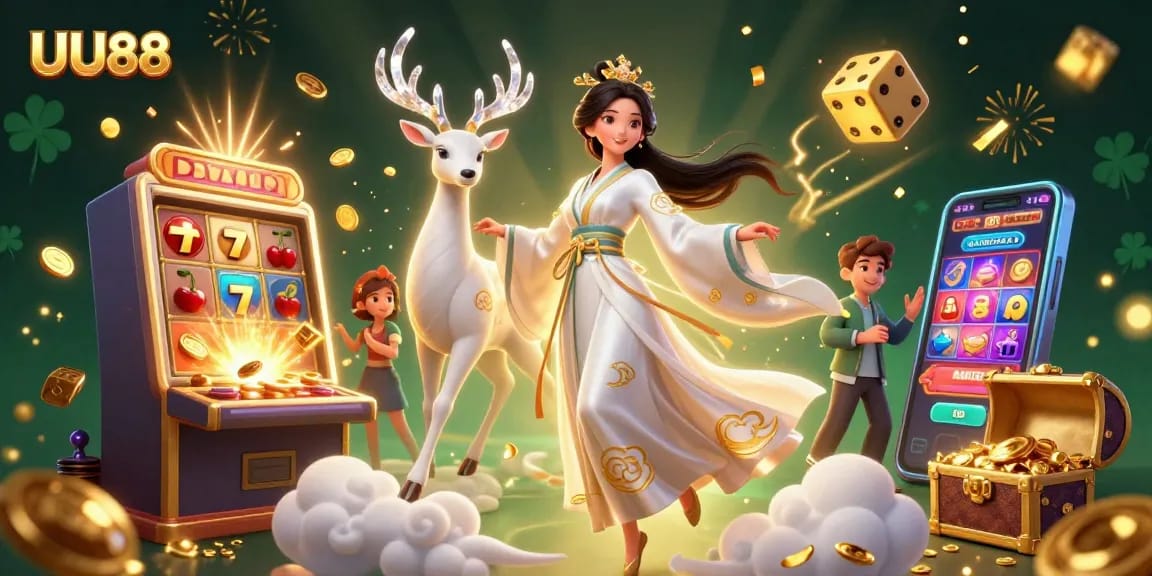 Experience the thrill of UU88 as you engage with vibrant 3D casino elements and striking characters.
