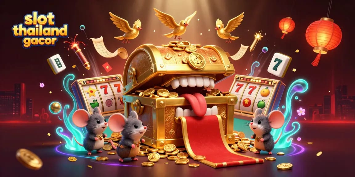 Win big with slot thailand gacor as adventurer mice explore a treasure-filled 3D scene.