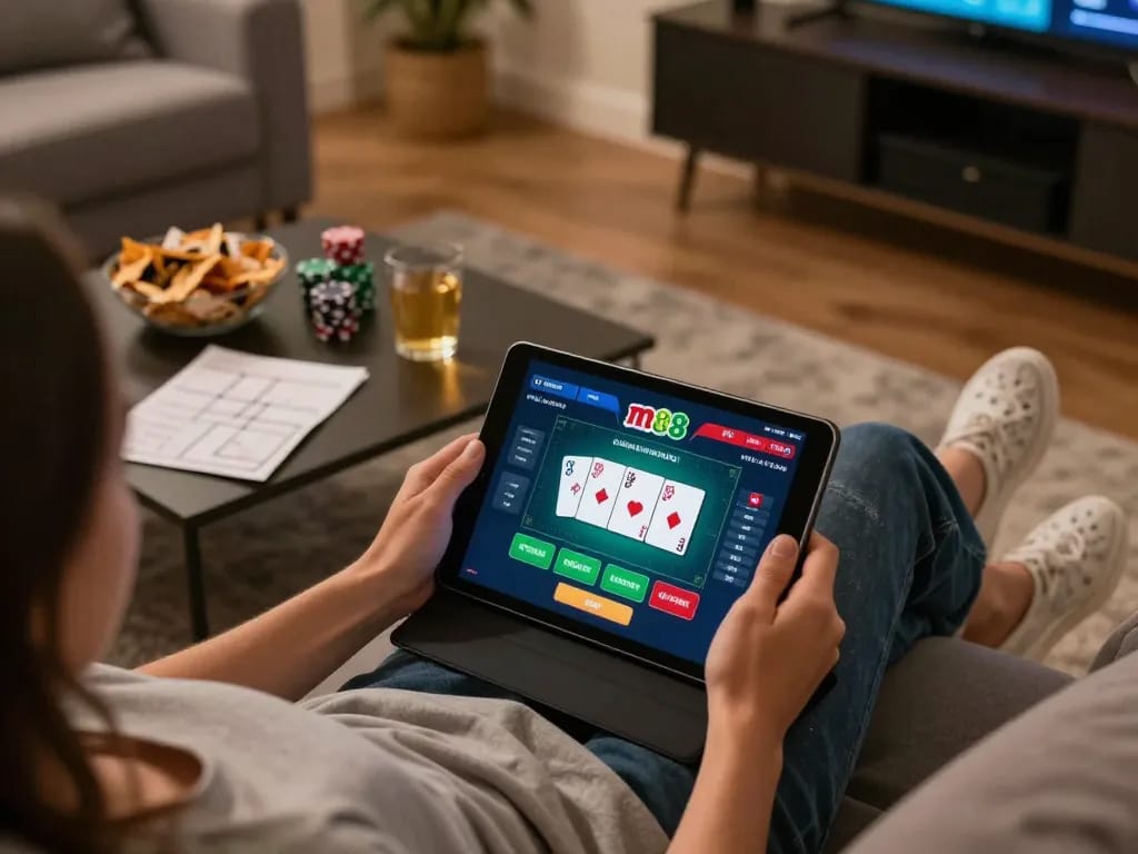 Terlibat dengan tautan m88 untuk permainan poker online, menyoroti perjudian yang bertanggung jawab di rumah.
