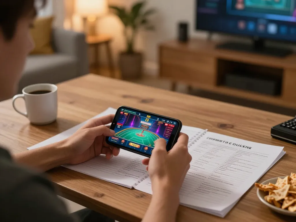 Bets placed on the casino app link Ga28 in a modern home gaming setup with strategy notes.