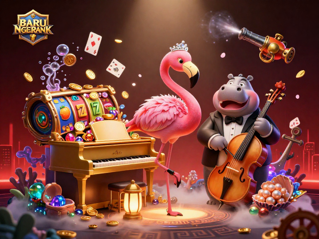 Experience the vibrant world of gambling with BARU NGERANK showcasing a dynamic casino scene filled with excitement.