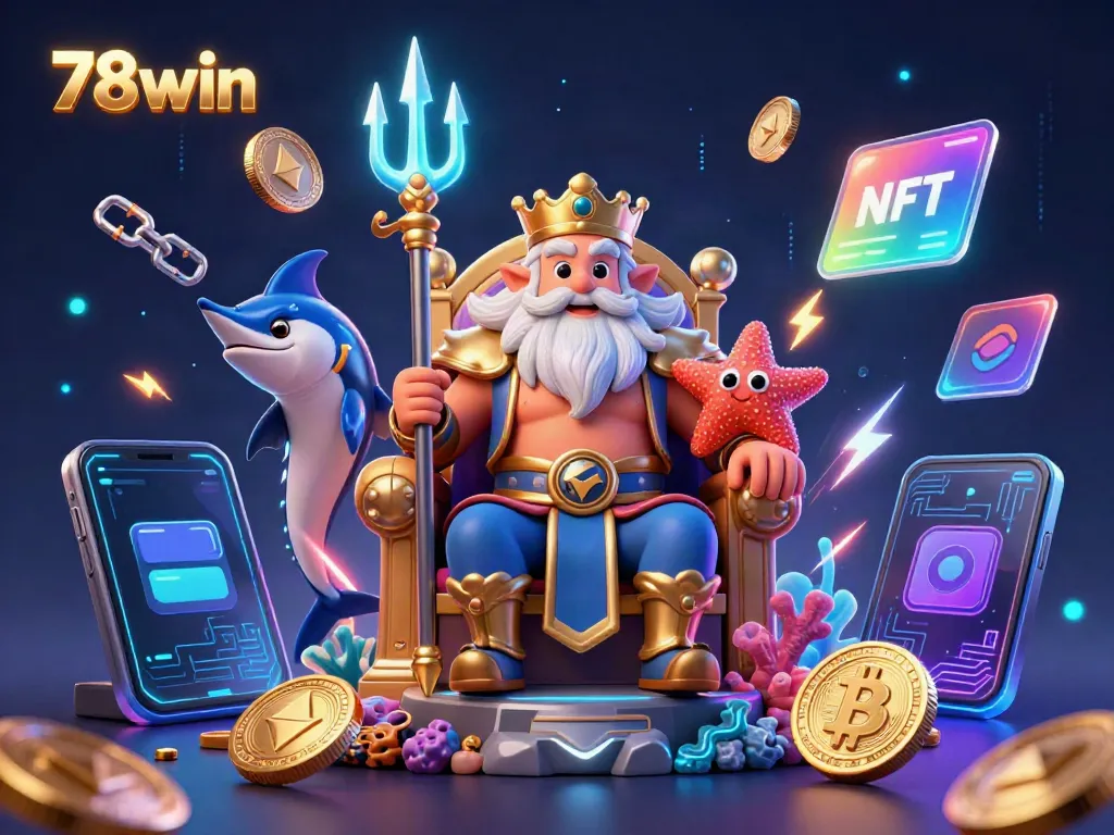 Engage with 78win in a fantasy casino realm featuring sea king Neptune and crypto elements.
