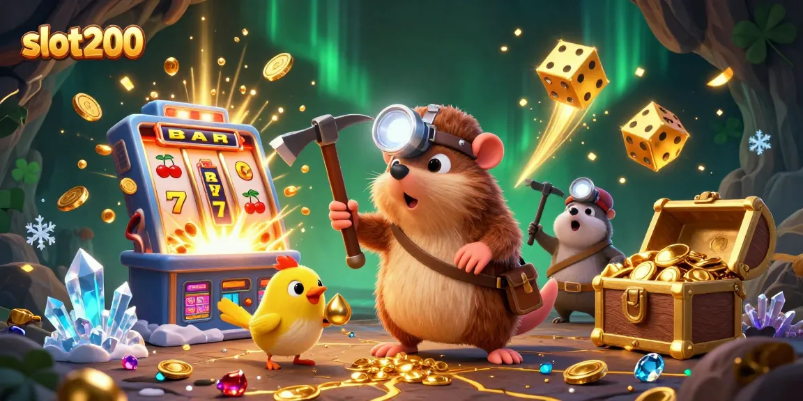 Menggali harta karun di situs slot200 dengan mesin slot yang meledak dengan koin emas dan simbol keberuntungan.