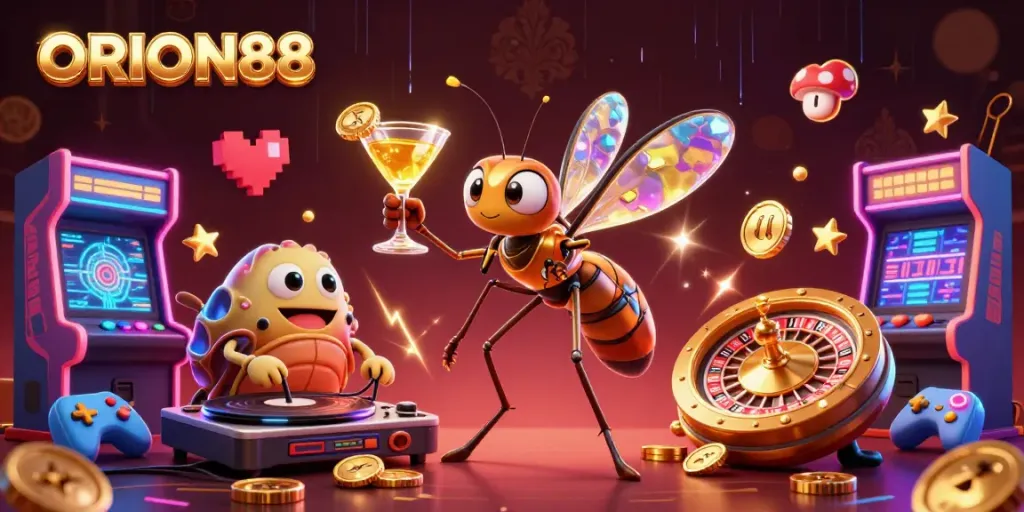 Engage in exciting gameplay at ORION88 with vibrant casino elements bursting with life.