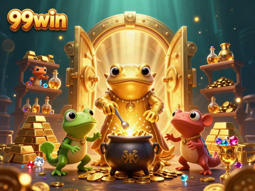 Experience the excitement at 99win as characters transmute metals in a magical casino world!