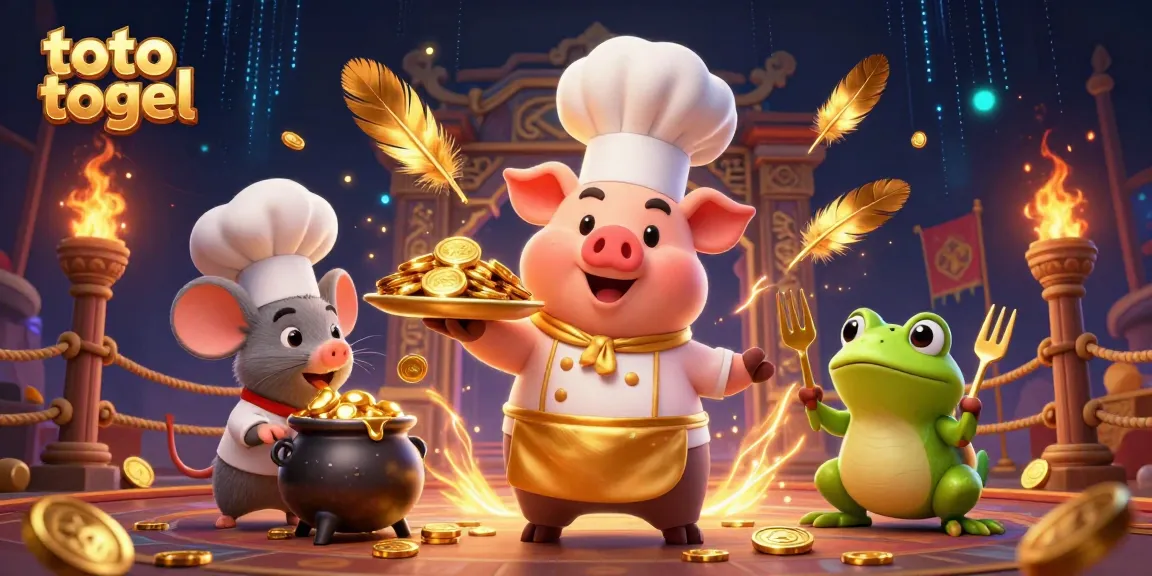 Menggenggam keberuntungan dengan toto togel saat chef babi menyajikan koin emas dan keajaiban kasino lainnya.