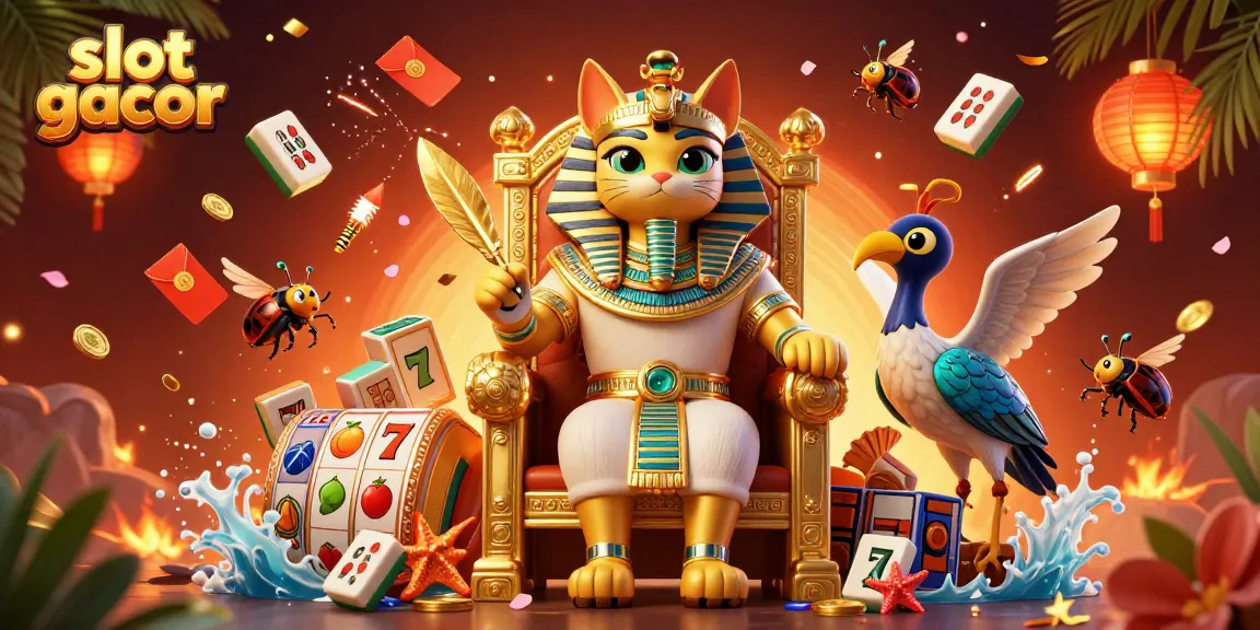 Menang besar di slot gacor dengan jackpot dan simbol keberuntungan yang bercahaya.