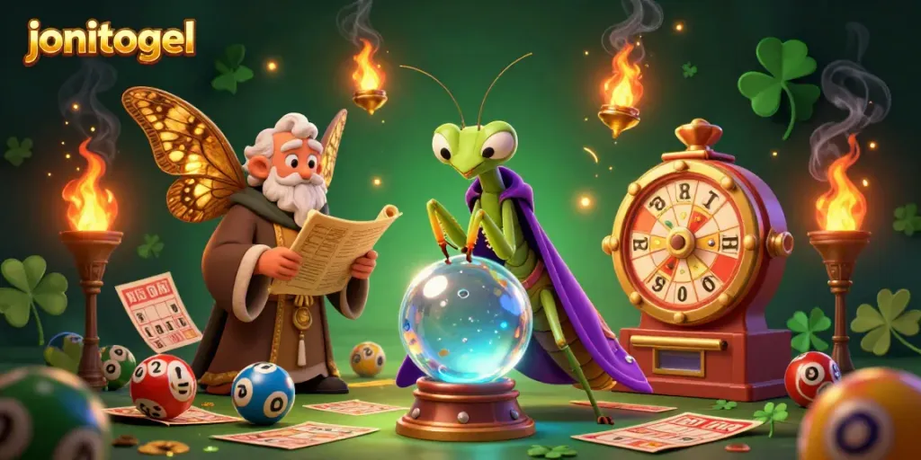 Engage with jonitogel's thrilling lottery experience featuring whimsical characters and vibrant elements.