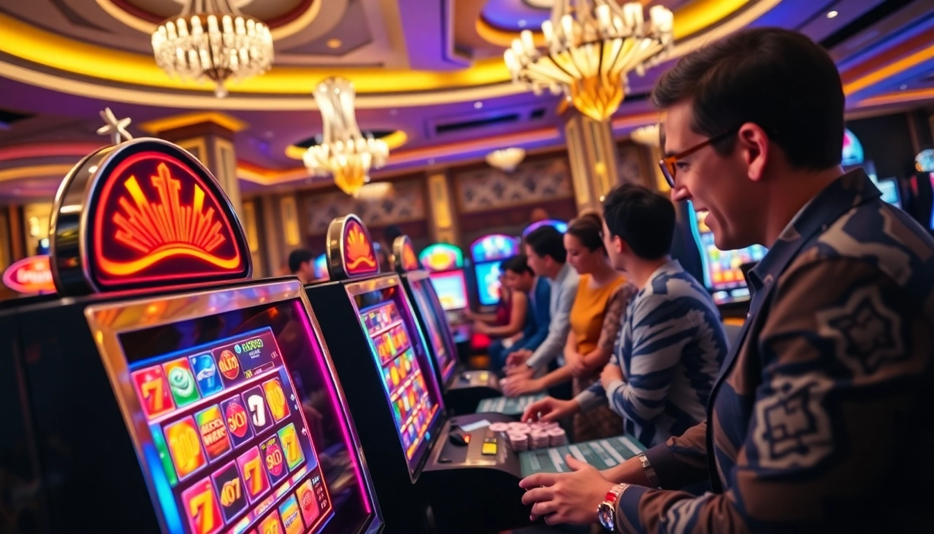 Experience thrilling gameplay at nama nama situs judi slot online with vibrant slot machines lighting up the casino.
