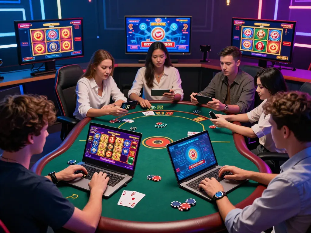 Players enjoying XX88 online games with vibrant graphics and live interactions, showcasing an exciting gaming atmosphere.