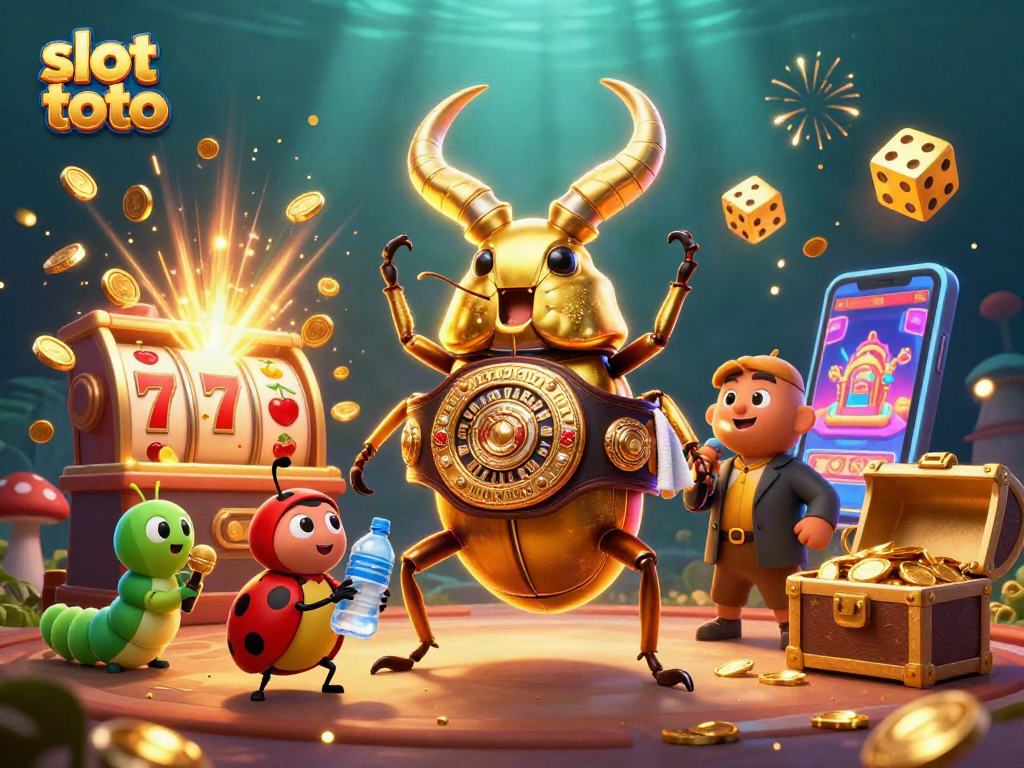 Slot toto menyajikan suasana pertandingan dengan karakter lucu dalam kasino yang meriah.
