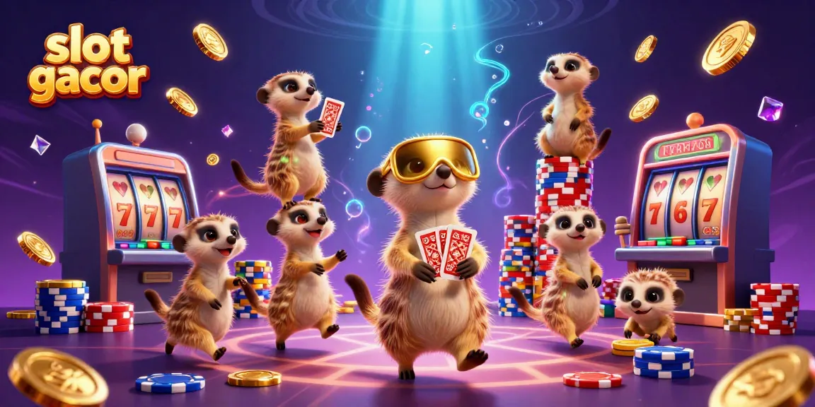 Experience thrilling slot gacor action with a vibrant meerkat casino scene featuring cascading coins.