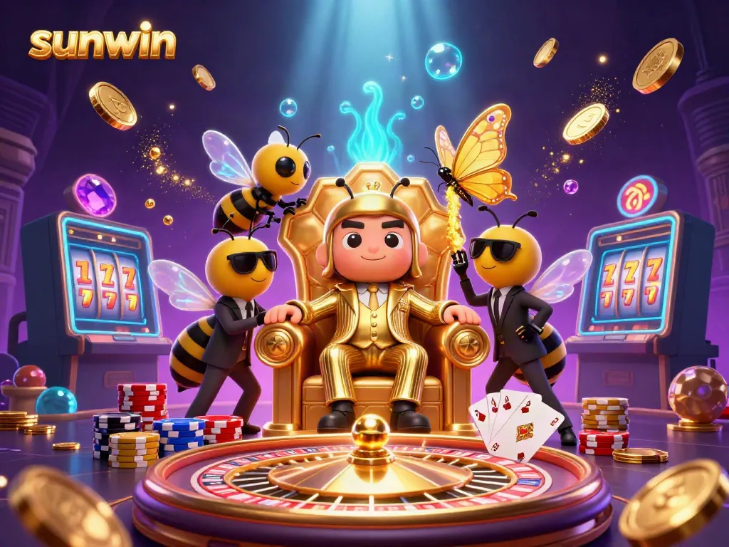Experience sunwin's exciting gaming scene with vibrant casino elements and characters.