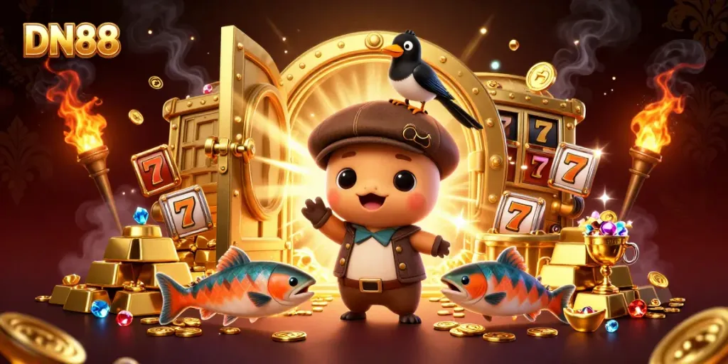 Experience winning excitement at DN88 with vibrant casino treasures and playful characters.