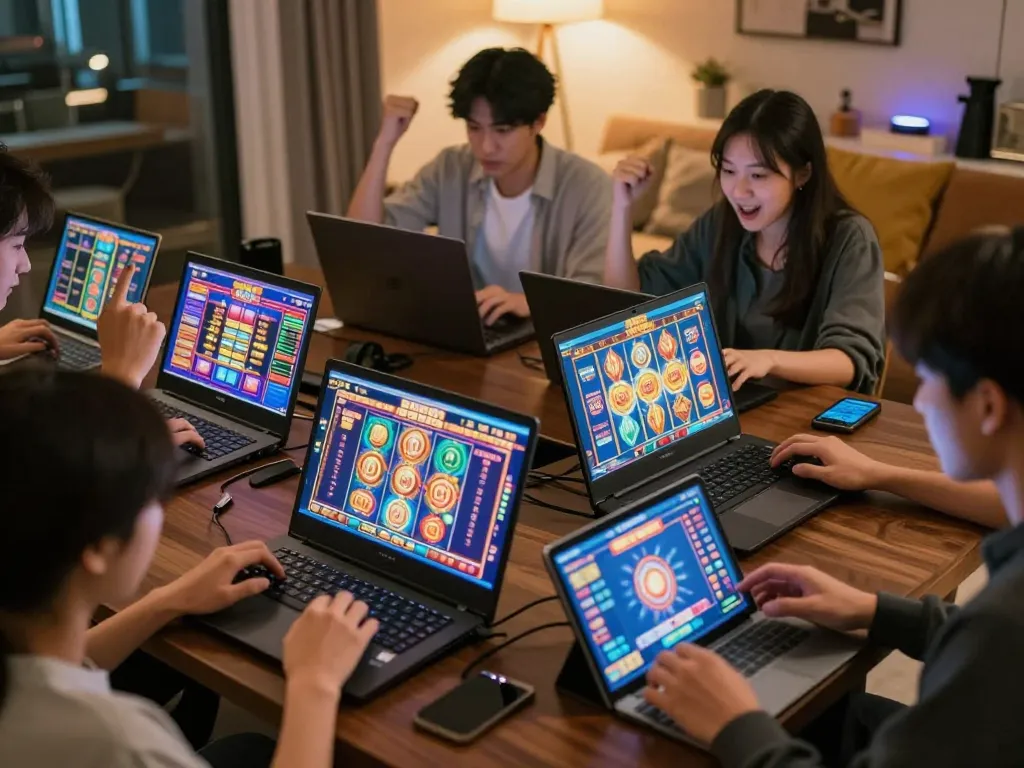Pemain menikmati pengalaman permainan mega slot yang menarik di berbagai perangkat, merayakan kemenangan secara online.
