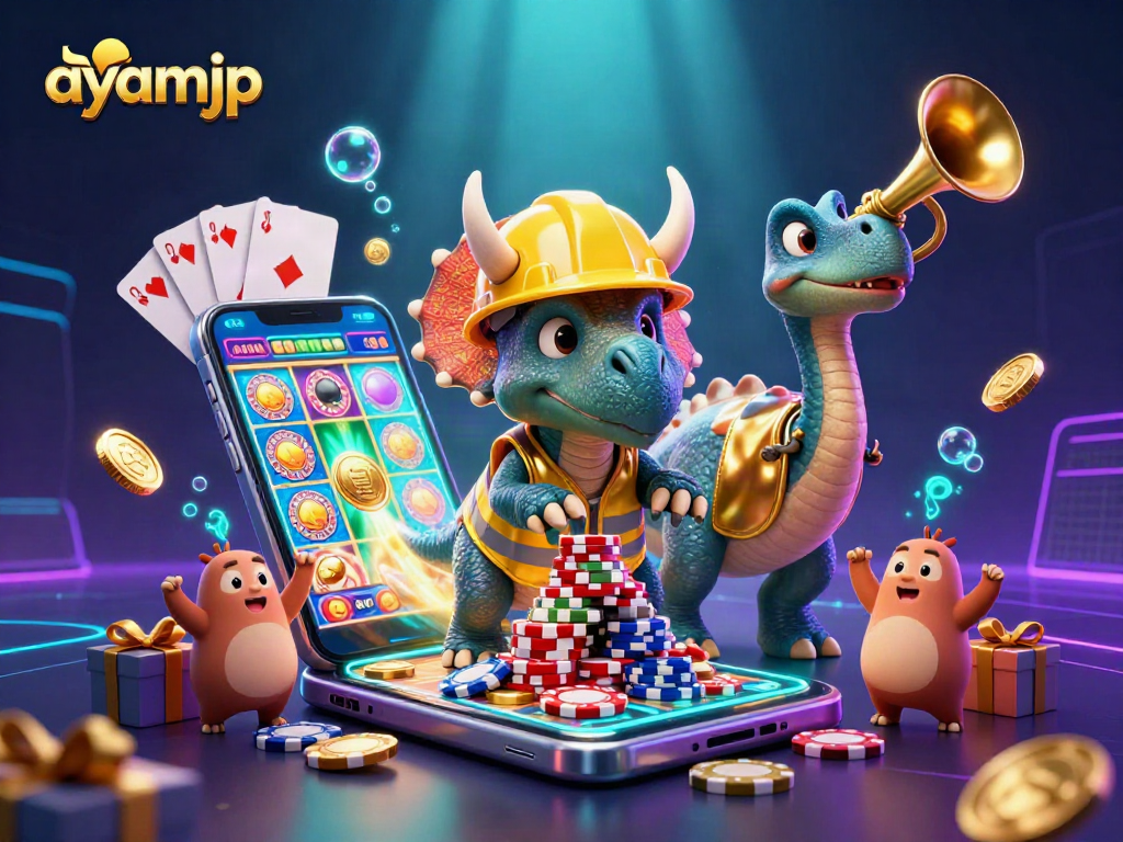 Engage with ayamjp’s thrilling slot experience featuring cheerful characters and exciting game elements.