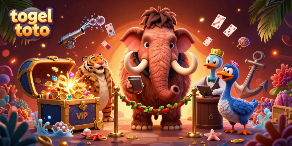 Menangkan permainan togel toto dalam suasana kasino yang meriah dengan karakter lucu.