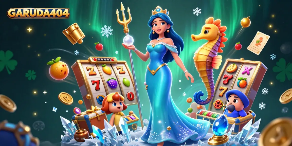 Experience the thrill of GARUDA404 with captivating slot reels and vibrant jackpot elements in a dynamic scene.