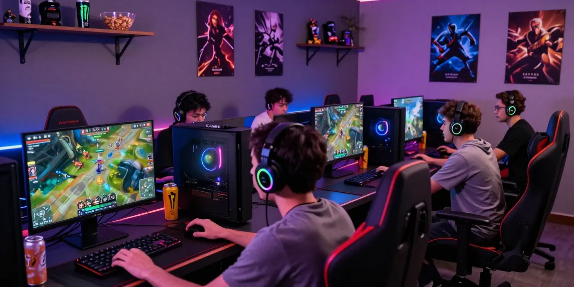 Engaging multiplayer gaming scene showcasing players with high-performance setups in a vibrant gaming lounge atmosphere, emphasizing tempototo competition.