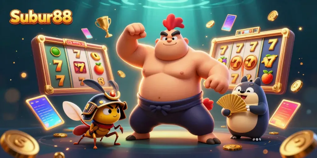 Subur88 menampilkan ayam sumo raksasa dan samurai dalam aksi kemenangan beruntun di slot.
