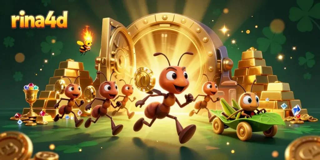 Experience thrilling wins with rina4d as ants execute their golden poker heist in spectacular 3D.