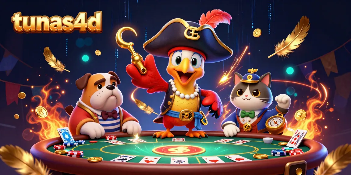 Engage with tunas4d's thrilling poker scene, featuring dynamic characters and vibrant casino elements.