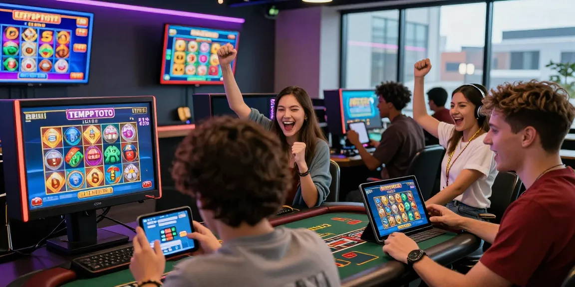 Players enjoying their games on Tempo Toto daftar platform in a lively casino setting.