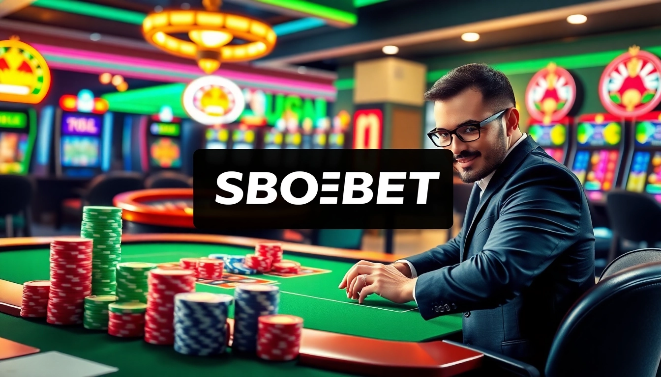 Sbobet login terbaru interface showcasing exciting online betting options with a vibrant casino theme
