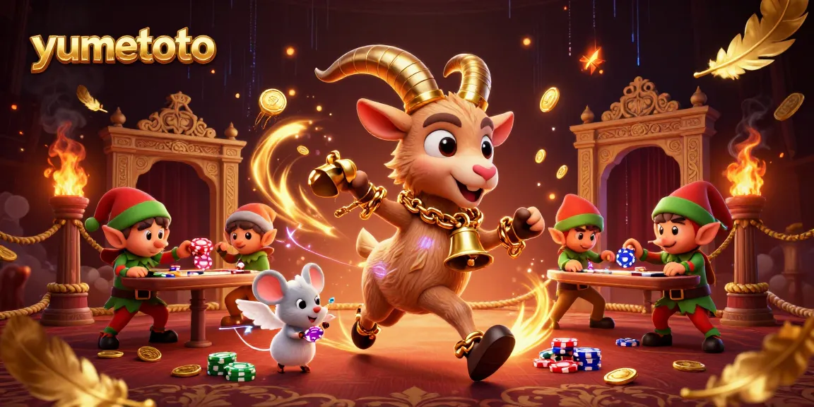 Experience thrilling gameplay at yumetoto with a festive casino scene featuring unique characters and exciting details.