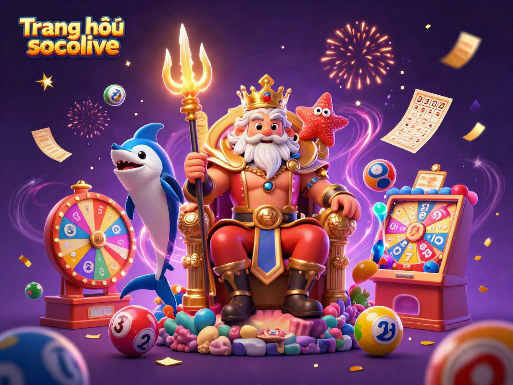 Experience dynamic excitement with Trang chủ socolive as colorful lottery elements surround Neptune and friends.