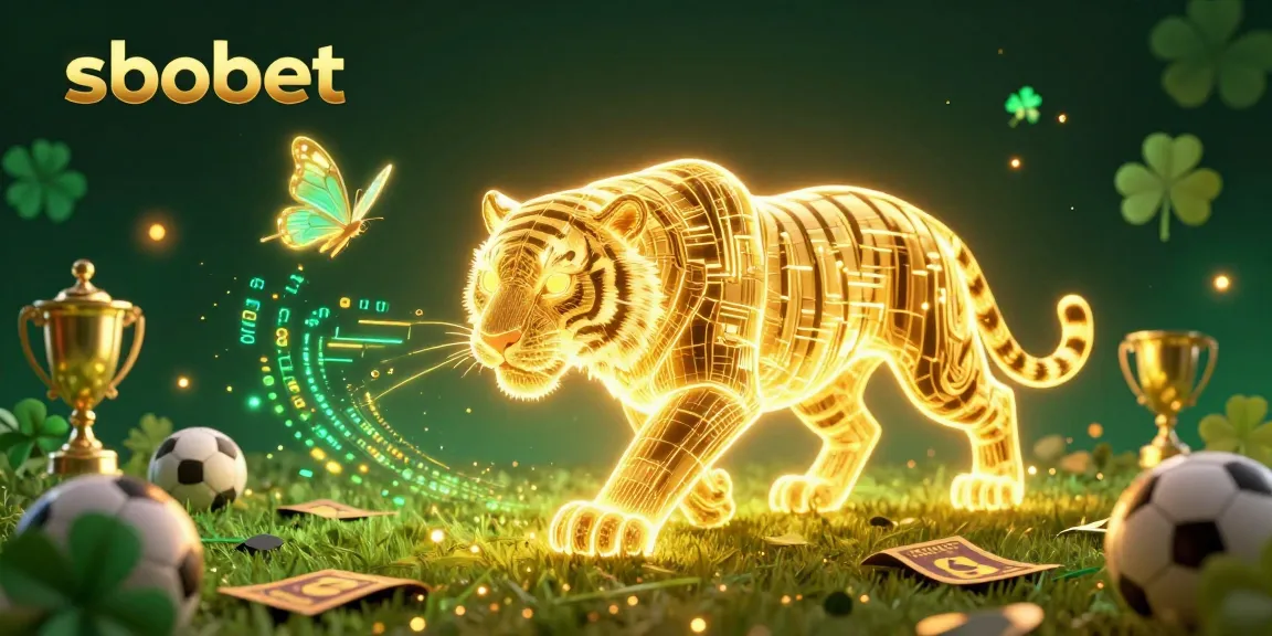 Engage with sbobet sports betting in a dynamic casino scene featuring a digital golden tiger.