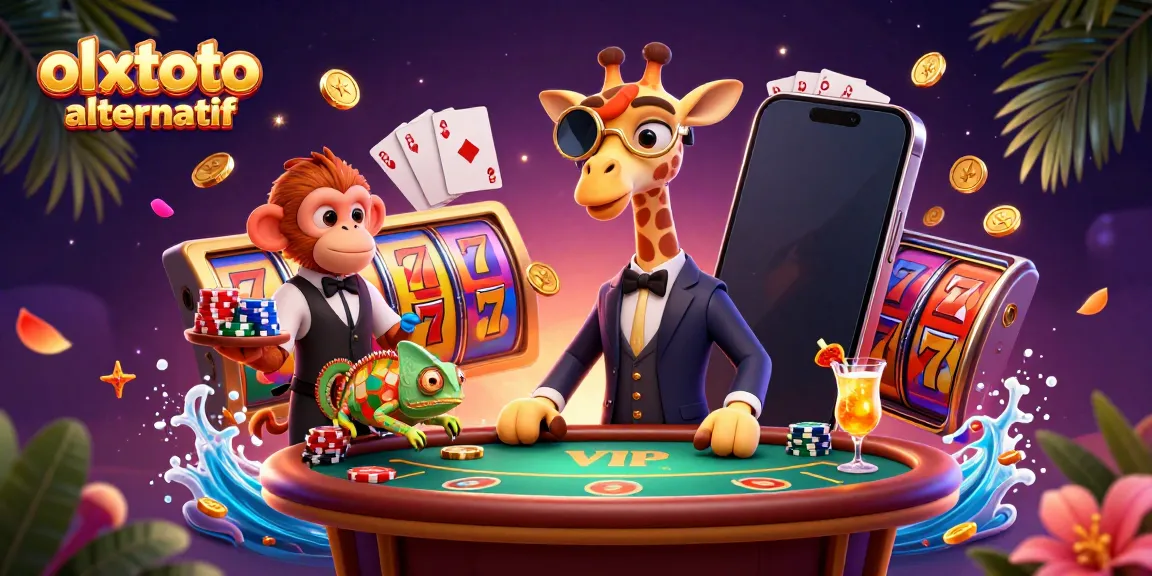 Experience the thrilling olxtoto alternatif with a lively 3D scene of animated casino characters and games.