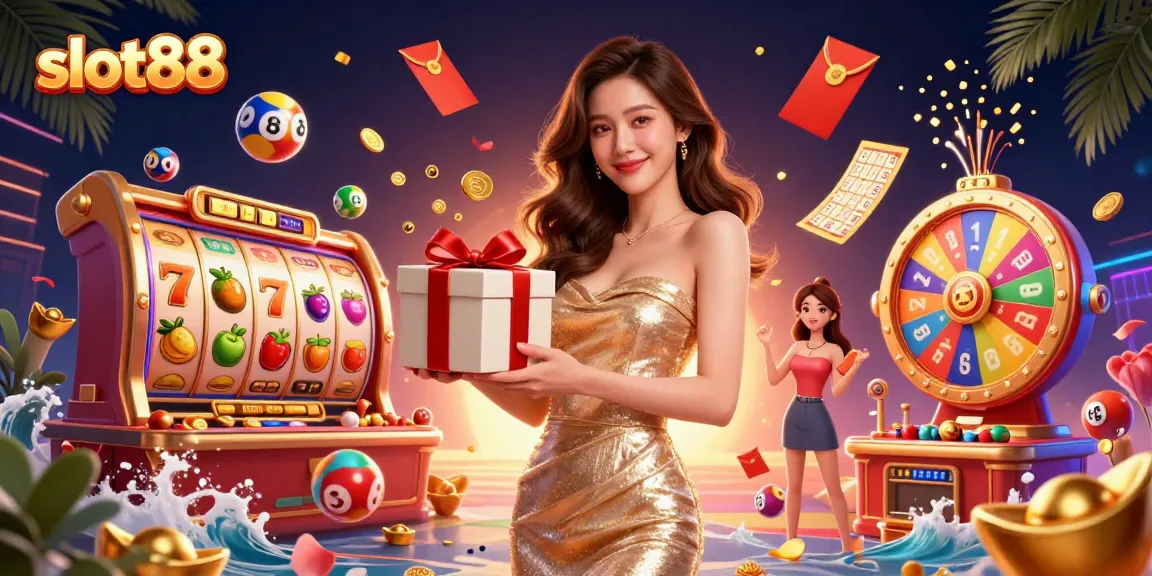 Engage with slot88 to win exciting prizes in an extravagant casino scene featuring vibrant games.