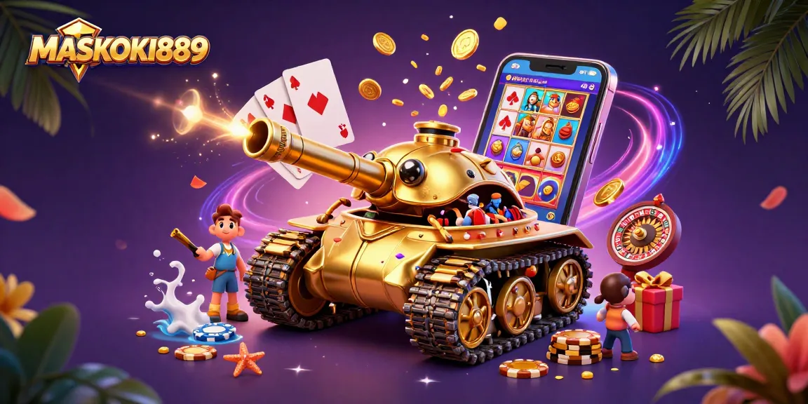 Experience excitement at MASKOKI889's vibrant casino scene, featuring dynamic gaming elements.
