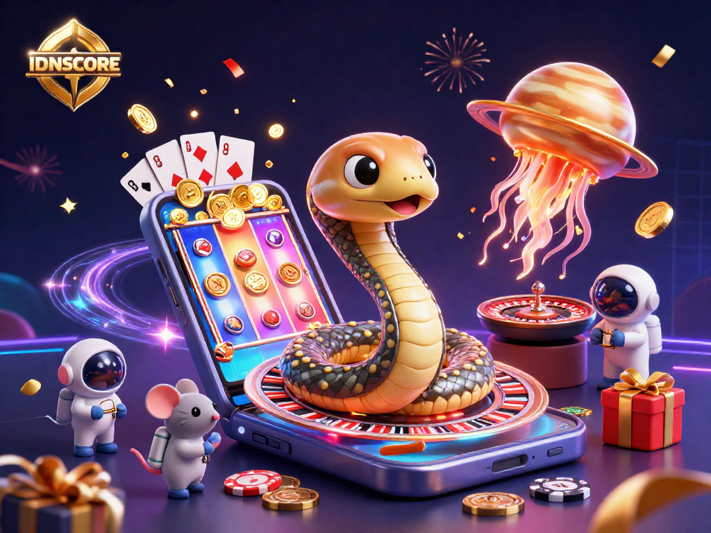 IDNSCORE offers immersive casino fun with 3D characters betting on a cosmic roulette wheel.