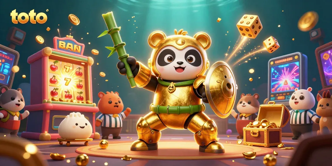 Engage with the exhilarating world of toto, featuring a dynamic 3D illustration of a mech-suit panda and casino elements.