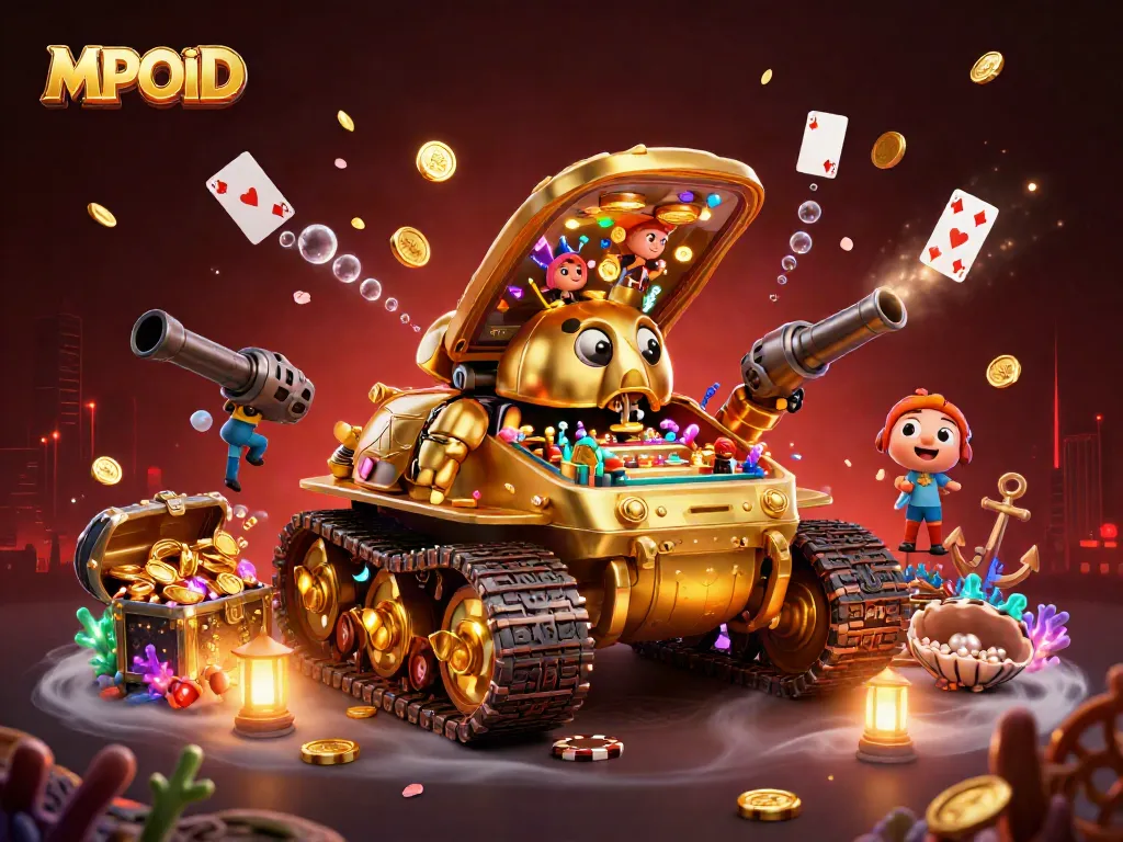 Engage with MPOID's dazzling casino adventures featuring a unique golden beetle tank.