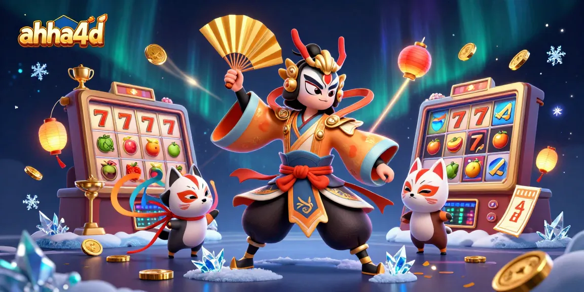 Spin the reels and win with ahha4d's vibrant 3D casino scene and dynamic gaming elements.