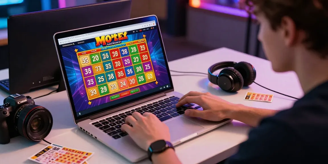 Pengguna bermain ratutogel di laptop dengan suasana ceria dan grafik menarik.