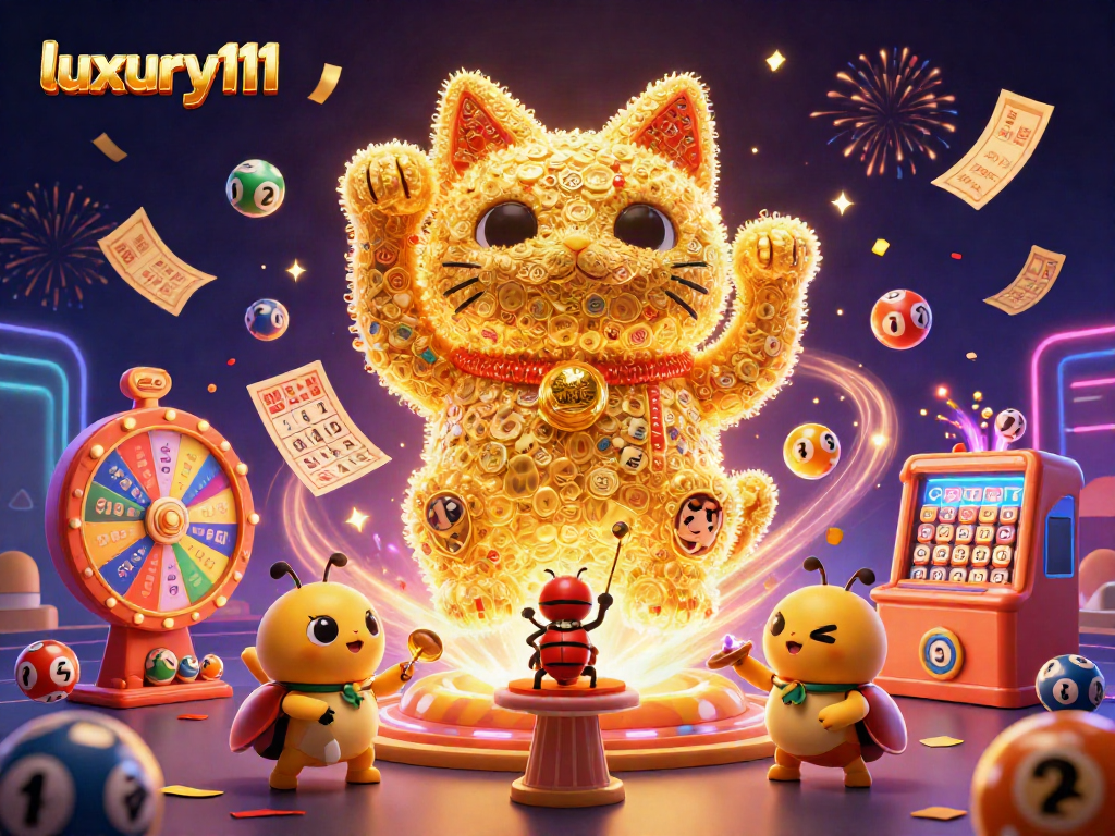 Experience the magic of luxury111 with a vibrant 3D casino illustration of a lucky cat.