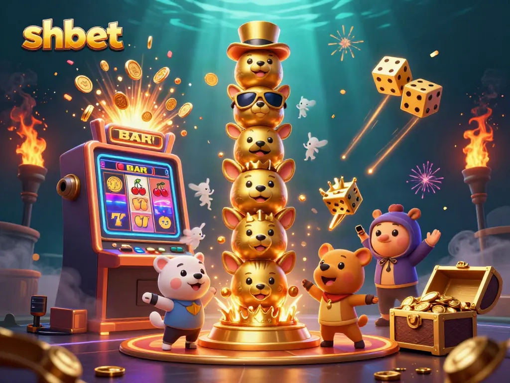 Experience the excitement of shbet with the golden totem pole and explosive slot machine action.