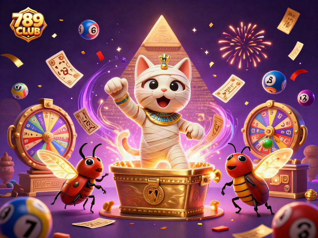 Experience the excitement of 789CLUB with a thrilling mummy-themed casino illustration.