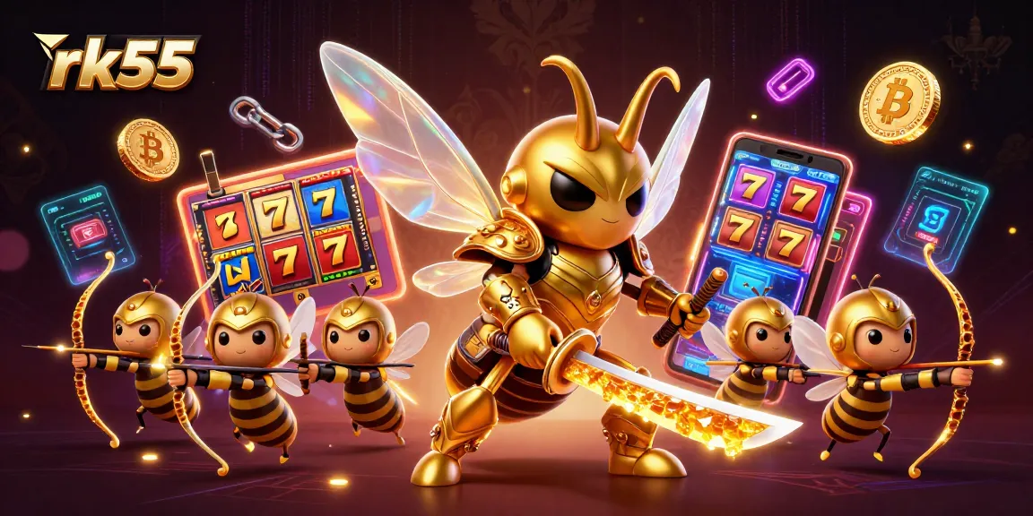 Win big with rk55's online casino featuring vibrant characters and engaging slot elements.