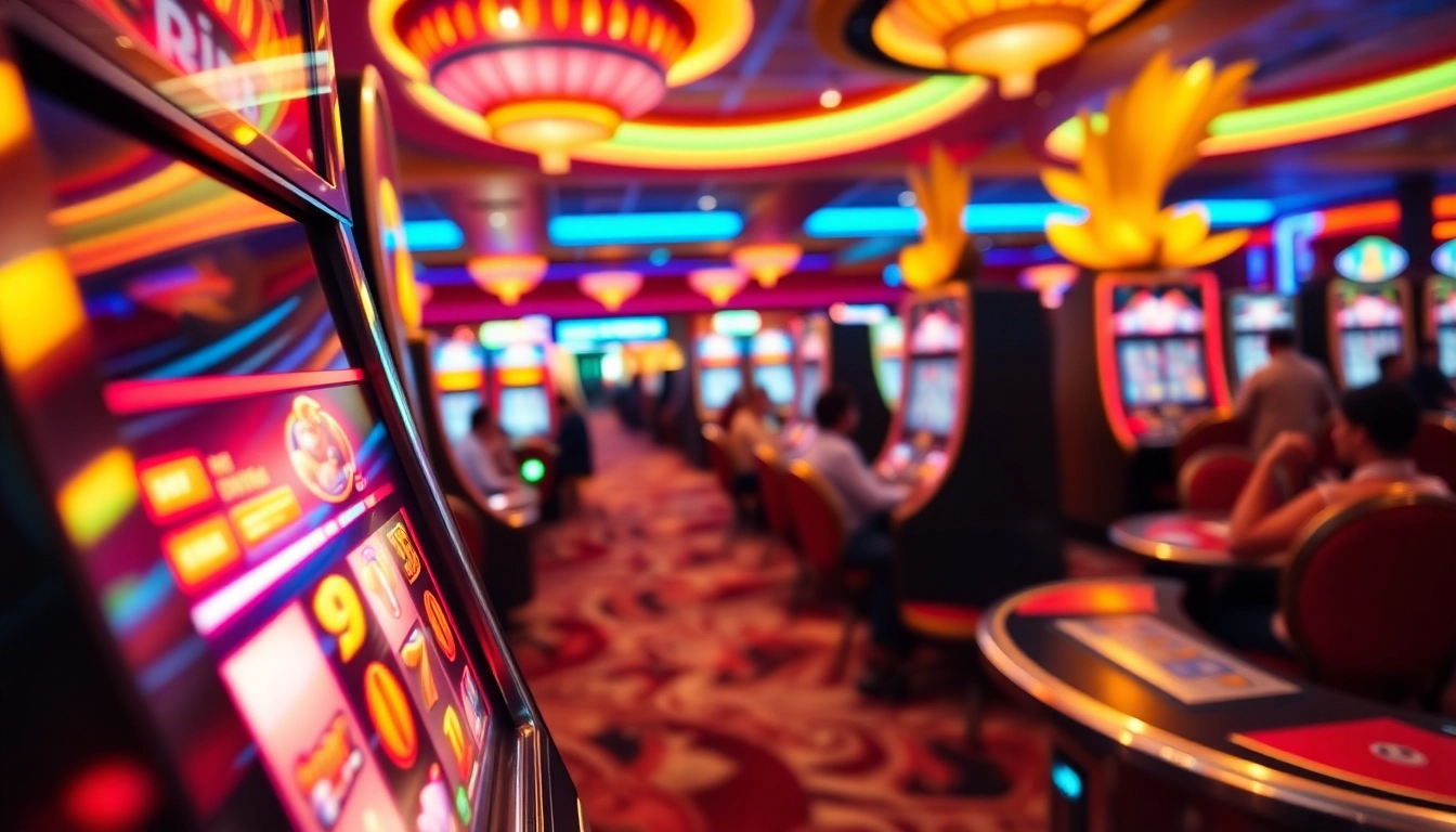 Slot machine menawan di kasino, memberikan pengalaman bermain yang mendebarkan.