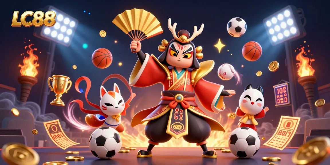 Experience the thrill of winning at LC88 with vibrant casino elements and dynamic characters.