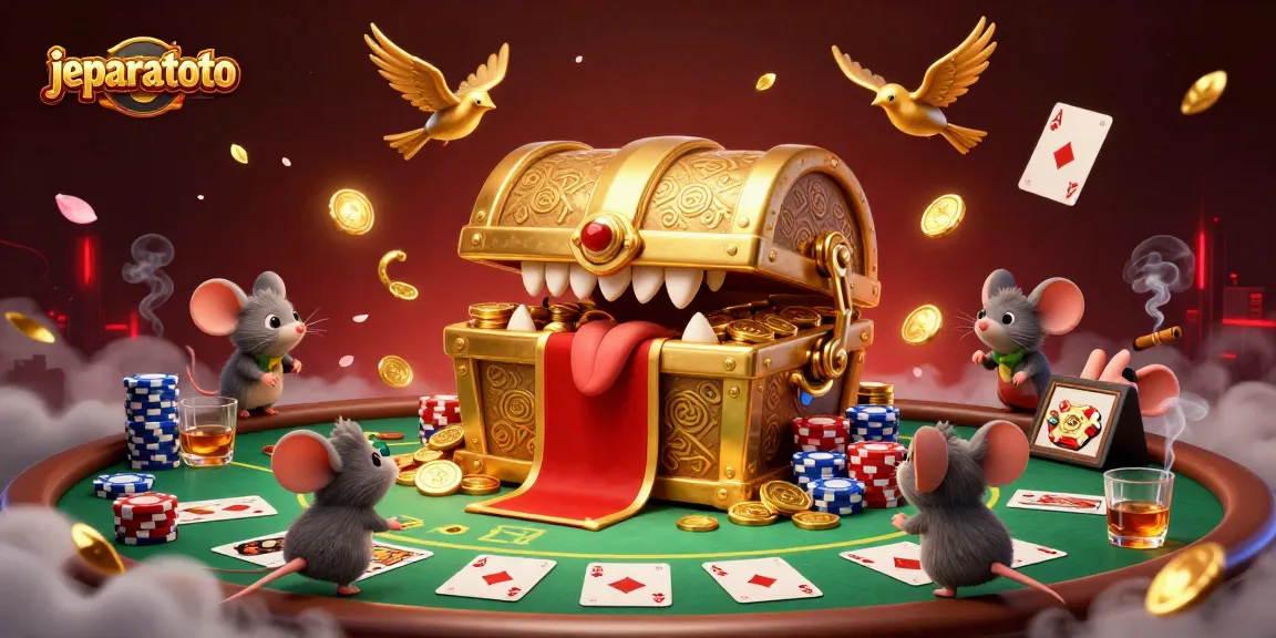 Experience thrilling gameplay with jeparatoto, featuring a golden treasure chest and poker action.