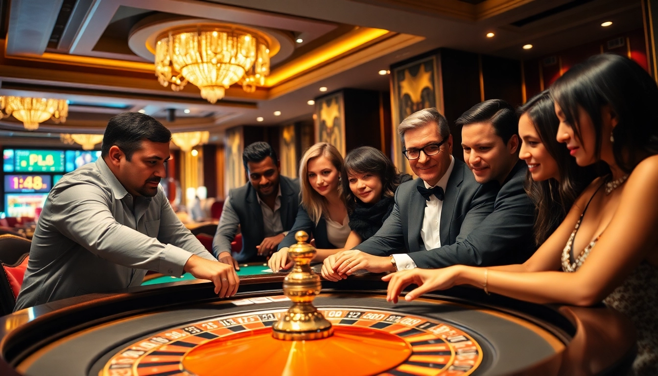 Real-time naskahtoto login experience at a lively casino table with players and chips.